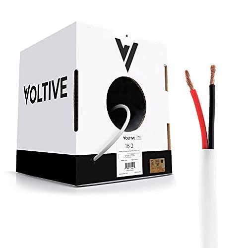 Voltive 16/2 Speaker Wire, in-Wall CL3 & Direct Burial, White, 250ft - 16AWG, 2 Conductors, Stranded Oxygen-Free Copper, UL Listed - V-1210-4