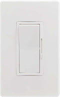 Sunlite LED Wall Rocker Style, Slide Bar Triac Dimmer Switch, Screwless Wall Plates Included, Single Pole or 3-Way Switching, 120 Volts, 200W Max for LED, 600W Max for Incandescent, White, 1 Pack
