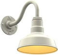 Steel Lighting Co. Hawthorne Barn Light | Outdoor Wall Mounted | 8 inch Dome | 11" Gooseneck | Small Farmhouse Light Made in America | Cream Exterior/Brass Interior