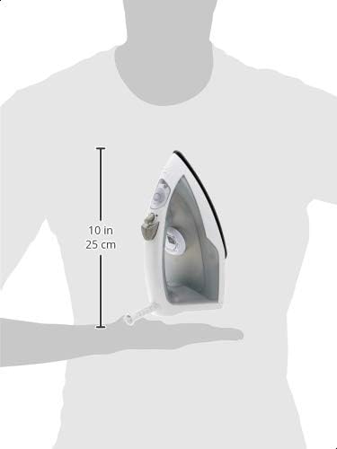 Amazon Basics 1200W 10” Steam Iron, With Non-Stick Teflon Soleplate, 5 Fl Oz Water Tank (150 ML), Auto Shut-Off, Anti-Drip, Anti-Calcification, Thermostat, 6.5Ft Cord, Gray