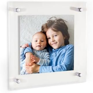 ArtToFrames 14x14 Inch Double Panel Floating Acrylic Picture Frame (Full Frame is 18x18) comes with Chrome Standoff Hardware, Made in the USA, 1 Pack