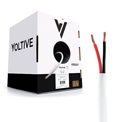 Voltive 12/2 Speaker Wire, in-Wall CL3 & Direct Burial, White, 500ft - 12AWG, 2 Conductors, Stranded Oxygen-Free Copper, UL Listed - V-1206-6