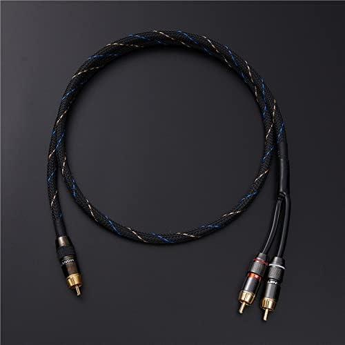 JORZOR Audiophile RCA to 2RCA Subwoofer Cable,1 RCA Male to 2 RCA Male Audio Cable RCA Y-Adapter,Oxygen-Free Copper,Nylon Braided Jacket (5M(16.5FT)) (RANHANG1)