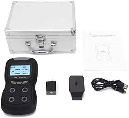 Vzmcov 4 in 1 Gas Detector, Rechargeable Portable 4 in 1 Gas Clip 4-Gas Monitor Meter Tester Analyzer Sound Light Shock