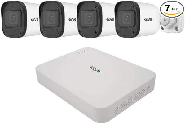 Ultra Blue Series 4CH 4K POE H.265 NVR, 1TB & 4X 2K (4MP) Indoor/Outdoor IR Cameras with Built-in Mic – Remote Access Via Pc, Mac & Phone (No Monthly Fee)