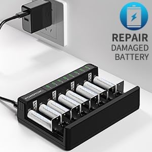POWEROWL Rechargeable AAA Batteries Kit - 8 Pack 1000mAh High Capacity Low Self Discharge NiMH Double A Battery with 8 Independent Slots Charger