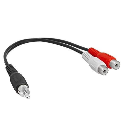 Cmple - One RCA Mono Male to Two Stereo Female Y-Cable, Plug to 2 x Jack Y-Adapter, Speaker [5 Pack]