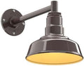 Steel Lighting Co. Hawthorne Barn Light | Outdoor Wall Mounted | 8 inch Dome | 11" Straight Arm | Small Farmhouse Light Made in America | Dark Bronze Exterior/Brass Interior