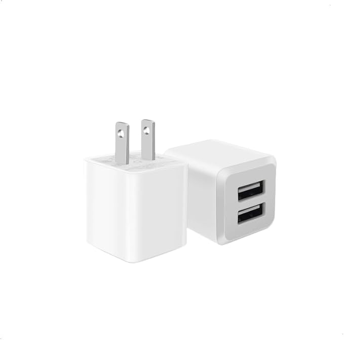 USB Wall Charger, Charger Block，Dual Port USB Cube Chargers，Power Adapter Charging Plug Box Brick for Phone 16/15/14/13/12/11/Pro Max/SE/XS/XR/X,Android Phones, and More (Pure White)