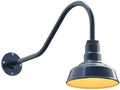 Steel Lighting Co. Hawthorne Barn Light | Outdoor Wall Mounted | 8 inch Dome | 23" Gooseneck | Small Farmhouse Light Made in America | Gray Blue Exterior/Brass Interior
