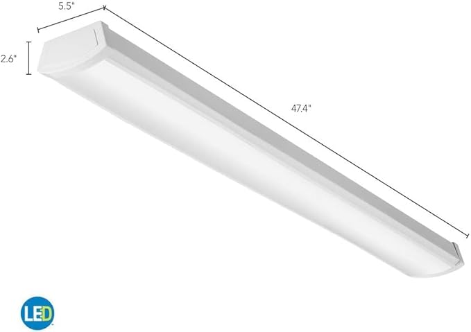 Lithonia Lighting 4 Foot LED Light Fixture, Low-Profile LED Wraparound Flush Mount Ceiling Light, 4000K Cool White, MVOLT, 48-Inch (FMLWL 48 840 ZT MVOLT)