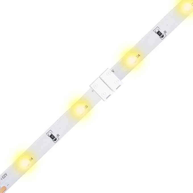 LightingWill 10pcs Pack Strip to Strip Unwired Gapless Solderless Snap Down 2Pin Conductor LED Strip Connector for 8mm Wide 3528 2835 Single Color Flex LED Strips