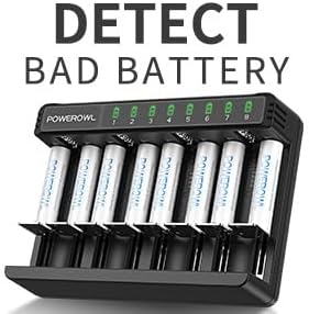 POWEROWL Rechargeable AAA Batteries Kit - 8 Pack 1000mAh High Capacity Low Self Discharge NiMH Double A Battery with 8 Independent Slots Charger