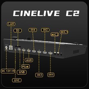 Cinetreak C2 HDMI 5.5 Inch Screen Multi-Format Professional PTZ Control Video Switcher Mixer with REC,Playback, Macro Media,Vertical Livestream （NDI updatable）