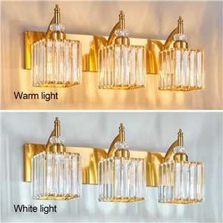 BBLLWJ Modern Bathroom Vanity Light 3-Light Gold Crystal Light Fixtures Over Mirror for Bathroom Wall Sconce