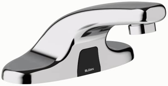 Sloan Optima EBF-650 Sensor Activated Touch-Free Faucet, Commercial Grade with Mounting Hardware - 0.5 GPM Battery-Powered Deck-Mounted Low Integrated Base Body with 8" Trim Plate, 3315139BT