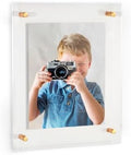 ArtToFrames 13x25 Inch Double Panel Floating Acrylic Picture Frame (Full Frame is 17x29) comes with Gold Standoff Hardware, Made in the USA, 1 Pack