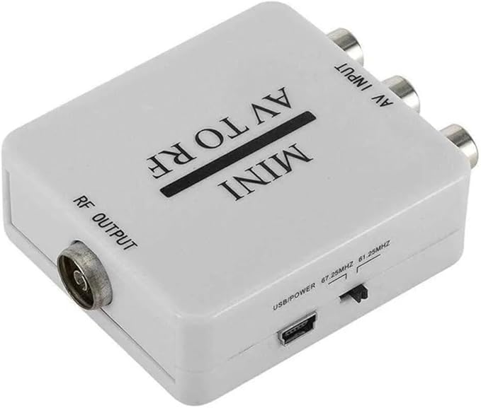 SAIZHUO Video Converter,AV to RF Mini Video Converter Box Driver-Free Adapter TV Signal Switcher 67.25Mhz 61.25Mhz,AV to RF Signal Converter Guaranteed,Stable Performance
