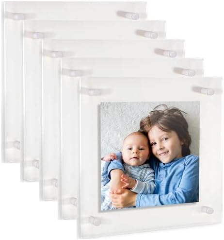 ArtToFrames 20x20 Inch Double Panel Floating Acrylic Picture Frame (Full Frame is 24x24) comes with White Standoff Hardware, Made in the USA, 5 Pack