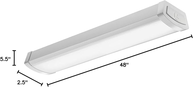 Lithonia Lighting 4 Foot LED Light Fixture, Low-Profile LED Wraparound Flush Mount Ceiling Light, 4000K Cool White, MVOLT, 48-Inch (FMLWL 48 840 ZT MVOLT)