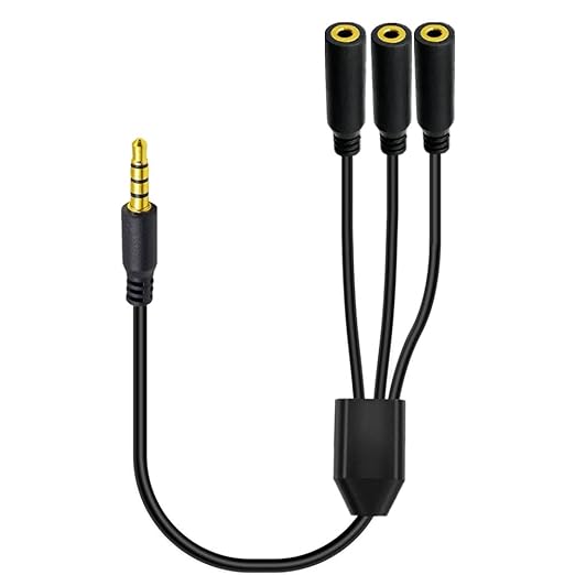 MysRuida 1.6ft 1/8” 3.5mm TRRS Extension Stereo Audio Cable, 1 Male to 3 Female Splitter Aux Cord, 4 Pole Jack Headphone MIC Extender for Smart Phones, MP3, Laptops, Don’t Support MIC of IOS Headphone