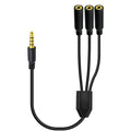 MysRuida 1.6ft 1/8” 3.5mm TRRS Extension Stereo Audio Cable, 1 Male to 3 Female Splitter Aux Cord, 4 Pole Jack Headphone MIC Extender for Smart Phones, MP3, Laptops, Don’t Support MIC of IOS Headphone