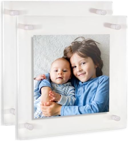 ArtToFrames 24x24 Inch Double Panel Floating Acrylic Picture Frame (Full Frame is 28x28) comes with White Standoff Hardware, Made in the USA, 2 Pack