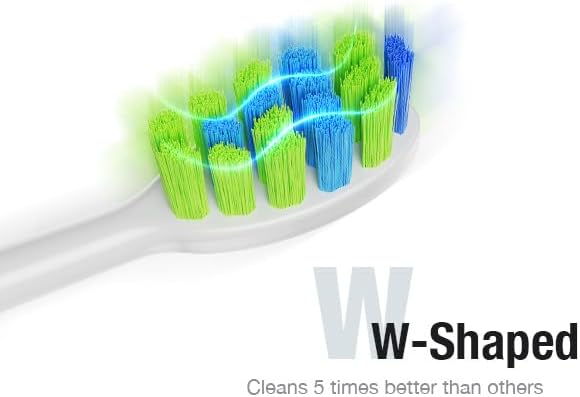 7AM2M Ultrasonic Electric Toothbrush with 6 Brush Heads for Adults&Kids, Type C Charging, One Charge for 120 Days, 5 Modes&40000VPM Powered Toothbrush, 2 Minutes Built in Smart Timer (Light Blue)