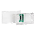 ICC 8” Plastic Structured Wiring Enclosure with Cover, Media Enclosure with CAT5e 6-Port PoE++ and 1x6 Bridged Telephone Modules, Cable Management Box, UL Listed, ICRDSMMAW8