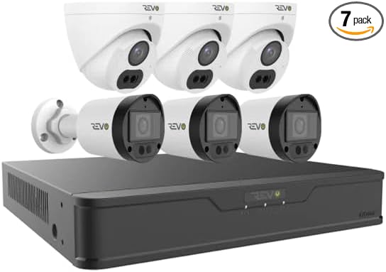 Revo Hybrid 8CH 4K Security System, 2TB Video Surveillance Grade HDD, 6X 4K Indoor/Outdoor IR Cameras with Built-in Microphone, Remote Viewing via Smartphone, PC and MAC (no Monthly fees)