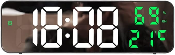 Gigicloud LED Wall Clock - 3 Level Dimmer Brightness Digital Clock With Temperature, Humidity, and Alarm for Bedroom, Office