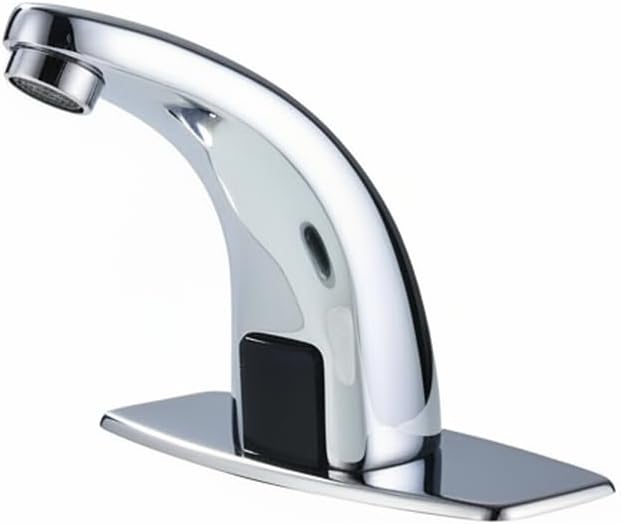 Halo Sanitary Updated H59 Brass Touchless Sensor Faucet for Office, Factory & Commercial with Deck Plate, Chrome Auto Bathroom Sink