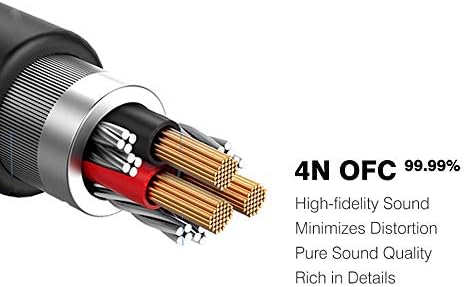 DUKABEL Long Headset Splitter Cable (4ft/1.2m), 3-Pole TRS Microphone(Male) & Audio(Male) to Single 4-Pole TRRS (Famle) Jack Headphone Adapter/Crystal-Nylon Braided / 24K Gold Plated / 99.99% 4N OFC
