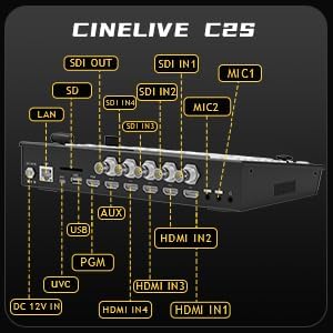 Cinetreak C2S HDMI & SDI 5.5'' Screen Multi-Format PTZ Control Video Switcher Mixer with REC, Playback, Macro Media,Vertical Livestream （NDI updatable）