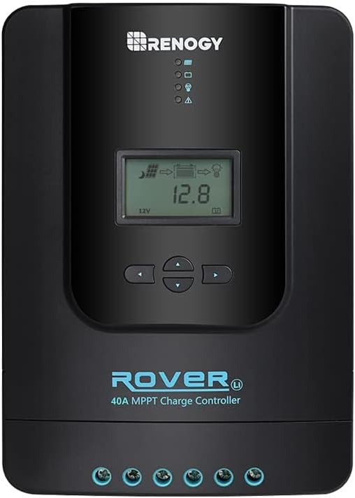 Renogy Charge Controller-Rover 40A MPPT 12V/24V Auto-Detect LCD Display | 99.9% Efficiency for Gel/Flooded/Lithium Batteries | Dual-Peak Tracking & Modbus Support (40A 12V/24V)