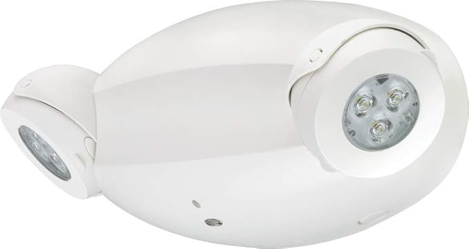 Lithonia Lighting Quantum LED Emergency Fixture with Dual Adjustable Heads, Wall or Ceiling Mount, UVOLT, White Housing