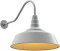 Steel Lighting Co. Large Outdoor Barn Light | Gooseneck Light Fixture | Made in America from 18-Gauge Steel | 20" Dome | 23" Gooseneck Modern Gray Exterior/Brass Interior