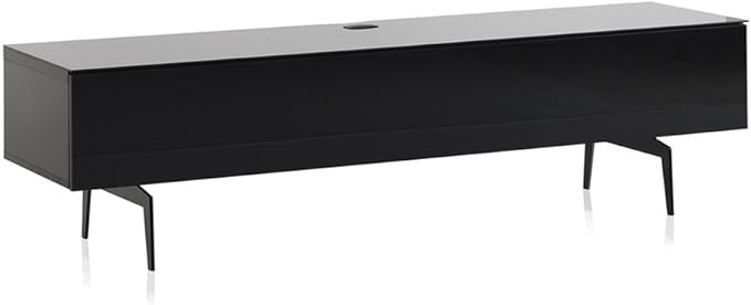 SONOROUS ST-360 Premium TV Stand for Living Room – Modern TV Stands & Entertainment Center with Storage – Black Glass & Black Wood Cover – Luxury Media Console with Metal Legs for TVs up to 75 inches