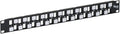 ICC 24 Port Blank Keystone 1U Patch Panel with 19” Metal Rackmount Housing, Staggered Ports to Reduce ANEXT, Works with Wide and Slim Profile Keystone Jacks (Sold Separately), UL Listed, IC107BE241