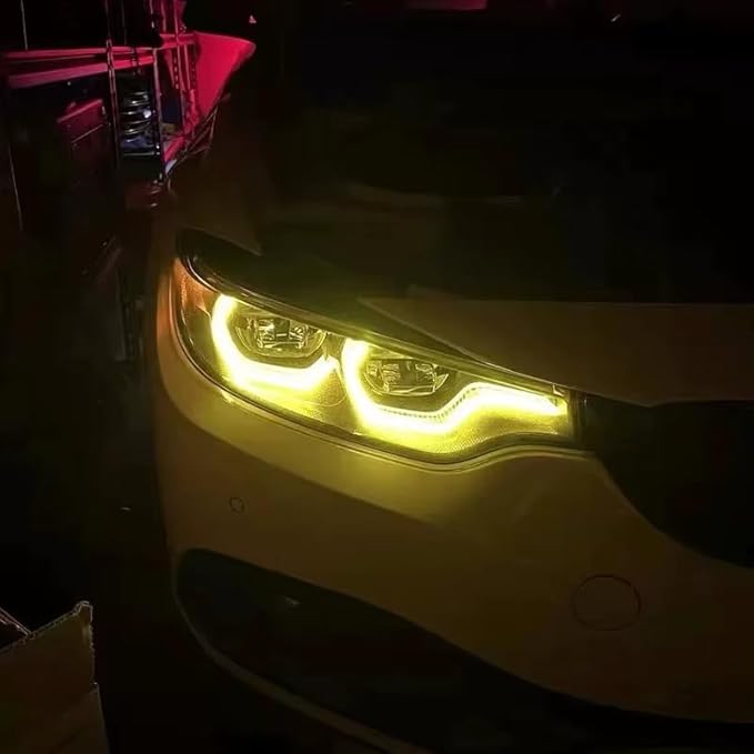 SOCAL-LED LIGHTING Yellow Angel Eye Daytime Running Light DRL Adaptive Headlight Insert Diode Module LED Control Unit Fit for BMW 2018-2020 F80 M3 F83 F82 M4 LCI, Pack of 2