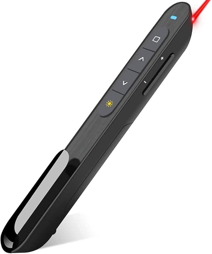 Wireless Presenter, Hyperlink Volume Control Presentation Clicker RF 2.4GHz USB PowerPoint Clicker Presentation Remote Control Pointer Slide Advancer (Black)