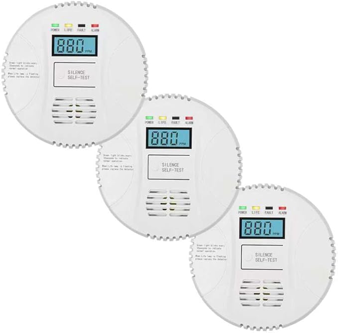 Combination Gas and Carbon Monoxide Detector Plug-in | CO Alarm & Natural Gas Combustible Detector | Digital Display, Battery Backup, Easy Install | for Home Kitchen Safety Monitoring (3Pack)