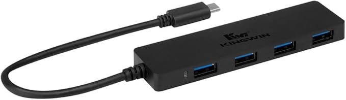 Kingwin USB Hub 4 Port USB C to USB 3.0 Data Hub for Mobile SSD, Macbook, Mac Pro / Mini, iMac, Chromebook, Surface Pro, USB Flash Drives, Notebook PC, XPS, and More [Ultra Slim]