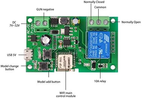 MHCOZY WiFi Wireless Smart Switch Relay Module for Smart Home 5V 5V/12V，Ba applied to access control, turn on PC, garage door (12V)