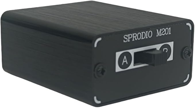 SPRODIO 2 Way in-line 3.5mm Audio Switch Box A/B Selector Switcher Compatible with 1/8" Microphone TRRS TRS Independent Ground no noise-M201