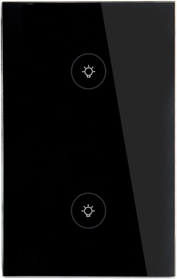 WiFi Smart Wall Touch Light Switch Glass Panel Wireless Remote Control by Mobile APP Anywhere Compatible with Alexa,Timing Function No Hub Required (Wall Switch 2 Gang)