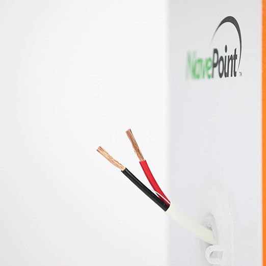 NavePoint 500ft in Wall Audio Speaker Cable Wire CL2 18/2 AWG Gauge 2 Conductor Bulk White