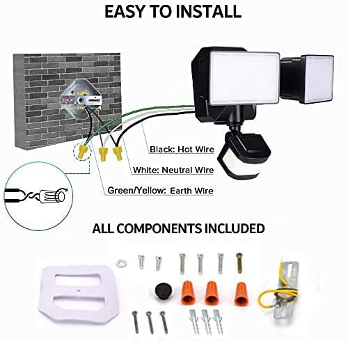 EMANER Motion Sensor Flood Light Dusk to Dawn, Outdoor LED Security Lights 5000K 280W Equiv. for Walkway Porch Yard, Motion Detection Floodlight Light Waterproof Wired Motion Wall Light 120V