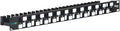 ICC 24 Port Blank Keystone 1U Patch Panel with 19” Metal Rackmount Housing and Cable Support Bar, Staggered Ports to Reduce ANEXT, Works with Keystone Jacks (Sold Separately), UL Listed, IC107PPU6A