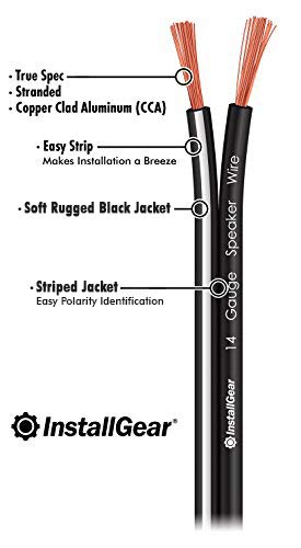 InstallGear 14 Gauge Speaker Wire with Banana Plugs (100ft White/Black) - Car, Home, Theater Speakers
